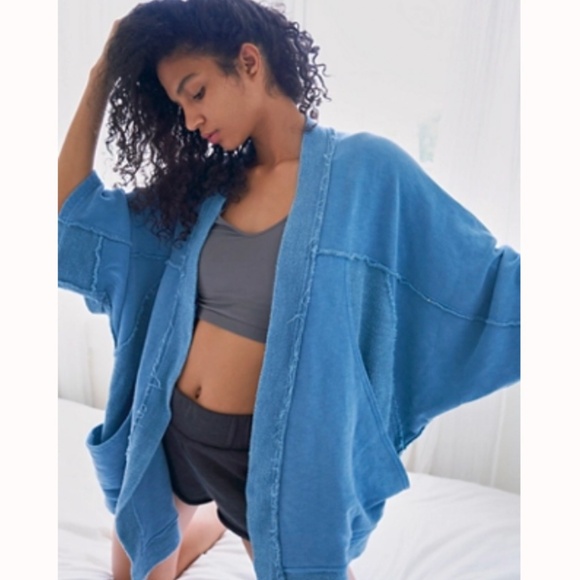 Free People We the Free Deep Pockets Cardi Lakeshore Blue size XS - Picture 1 of 6